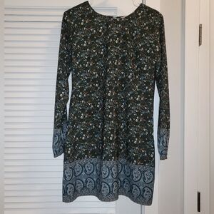 Abercrombie green and blue paisley dress size small